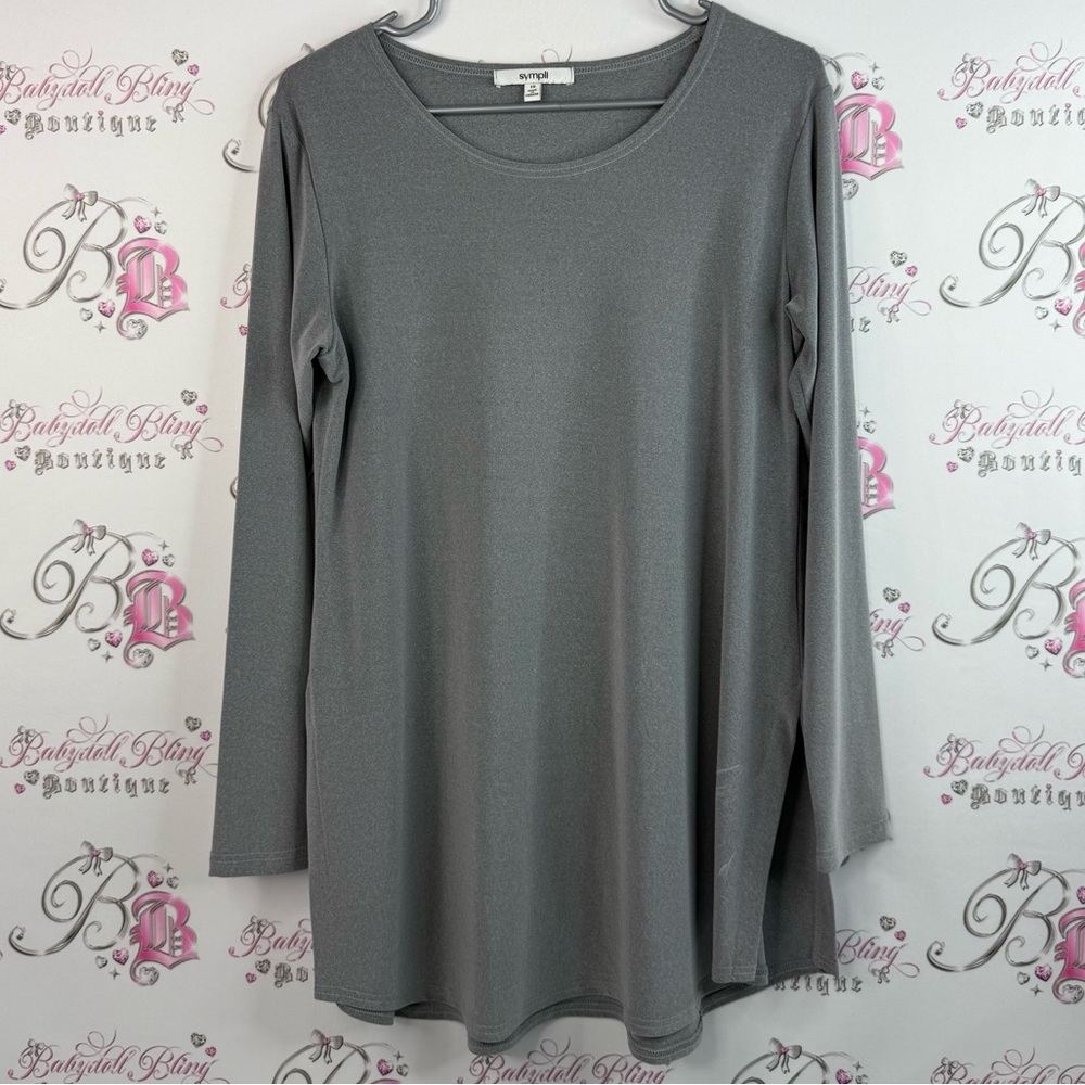 Sympli long sleeve shirt flowy grey stretchy Charcoal Long Sleeve Top